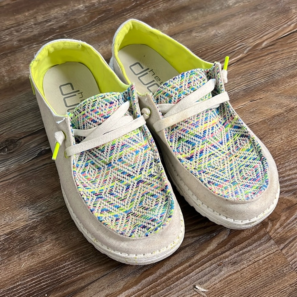 Fluorescent design hey dude slip on shoes